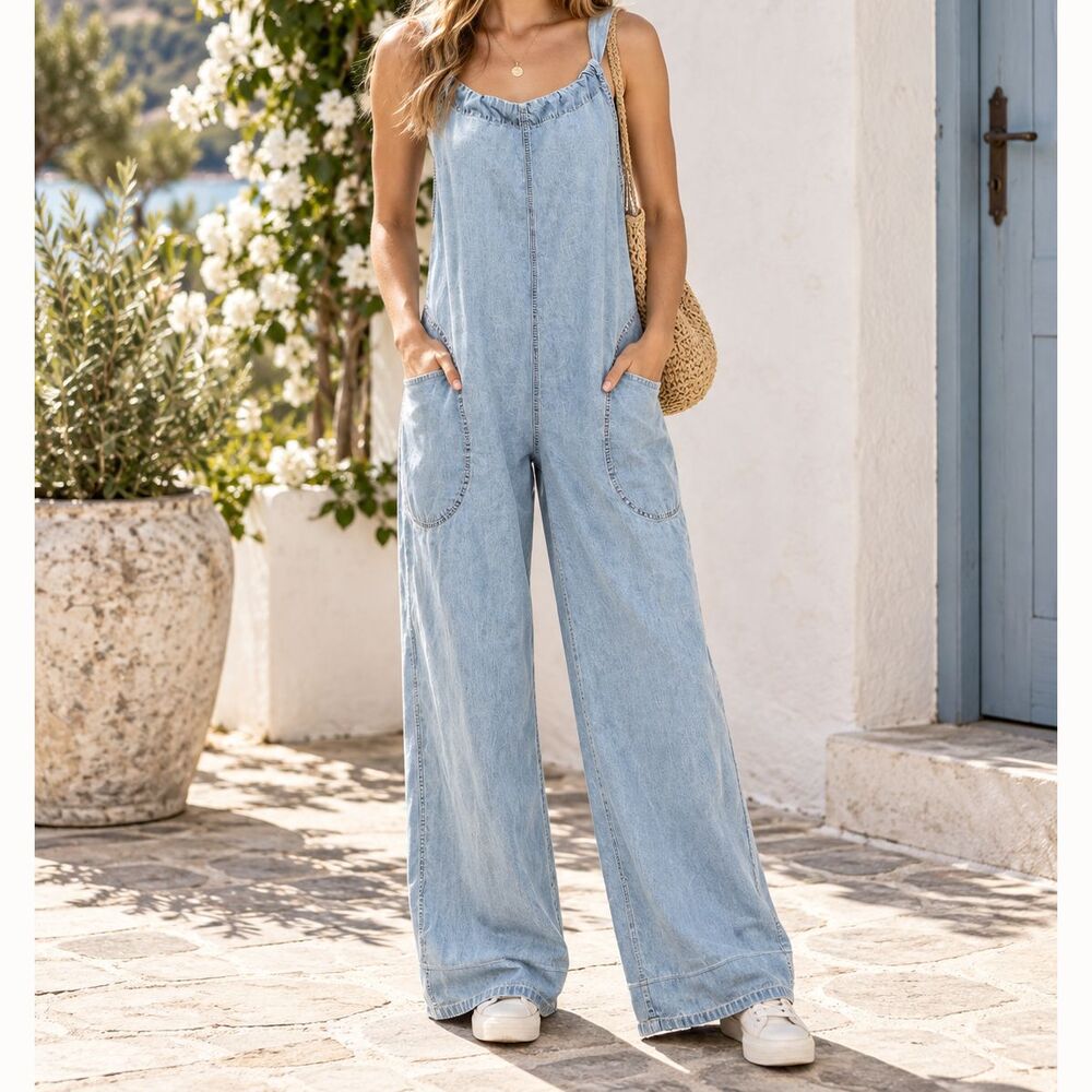 Free People We The Free Freebird Jumpsuit Dress Wide Leg Cotton Cozy S 291001